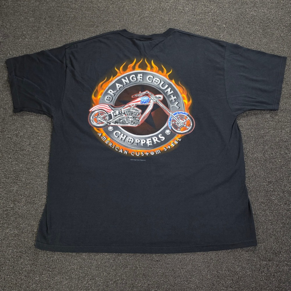 Orange County Choppers T-Shirt Mens 2XL Black 2003 American Custom Flames Biker